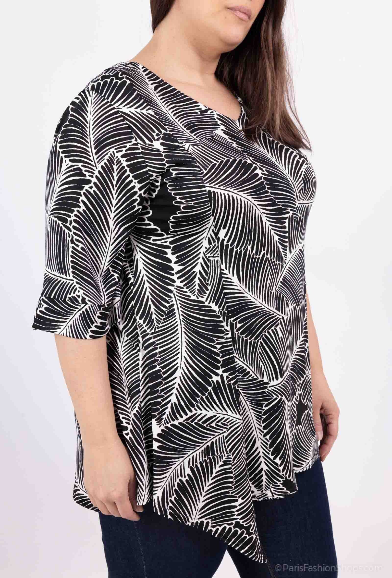 Plus Size Cross-back Printed Blouse