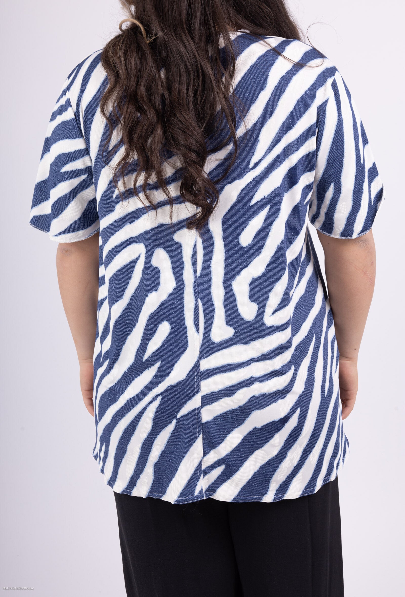 Plus Size Tryckt Blus med Nyckelhålskrage
