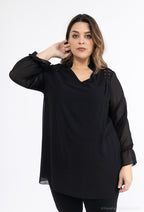 Plus Size Lace Chiffon Blouse