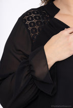Plus Size Lace Chiffon Blouse