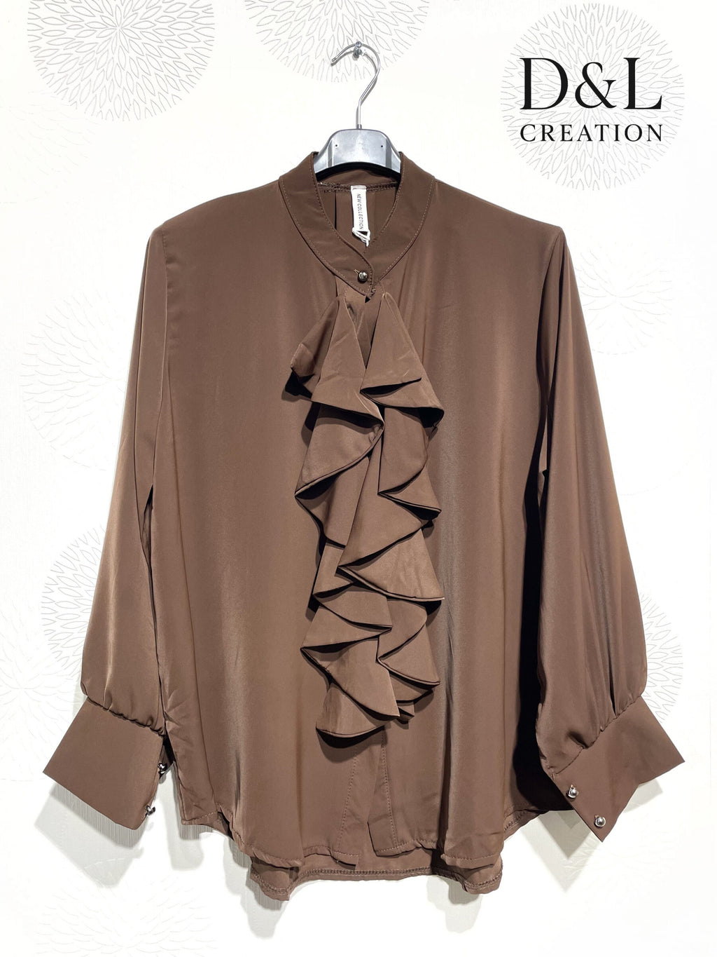 Super soft thick satin blouse with ruffles