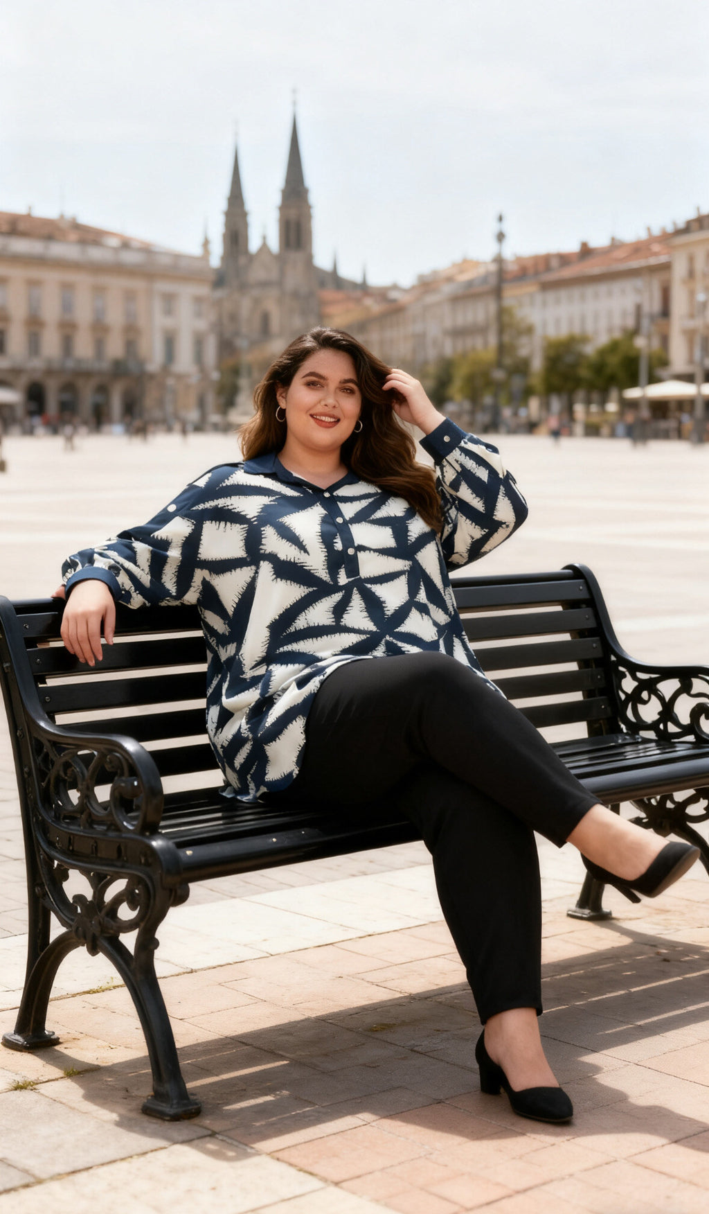 Plus size blouse i Stor Storlek