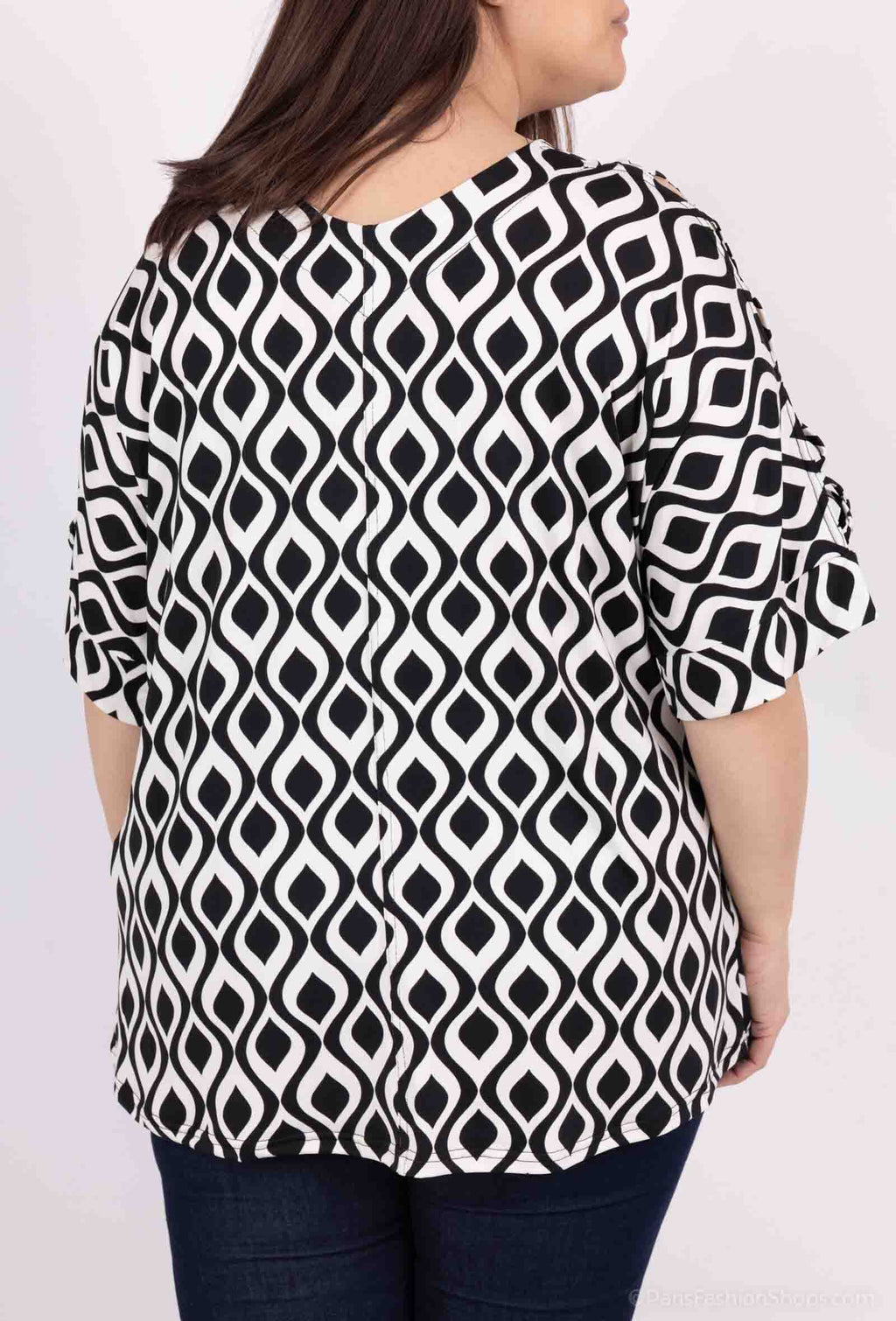 Plus Size Blus med Öppen Ärmar