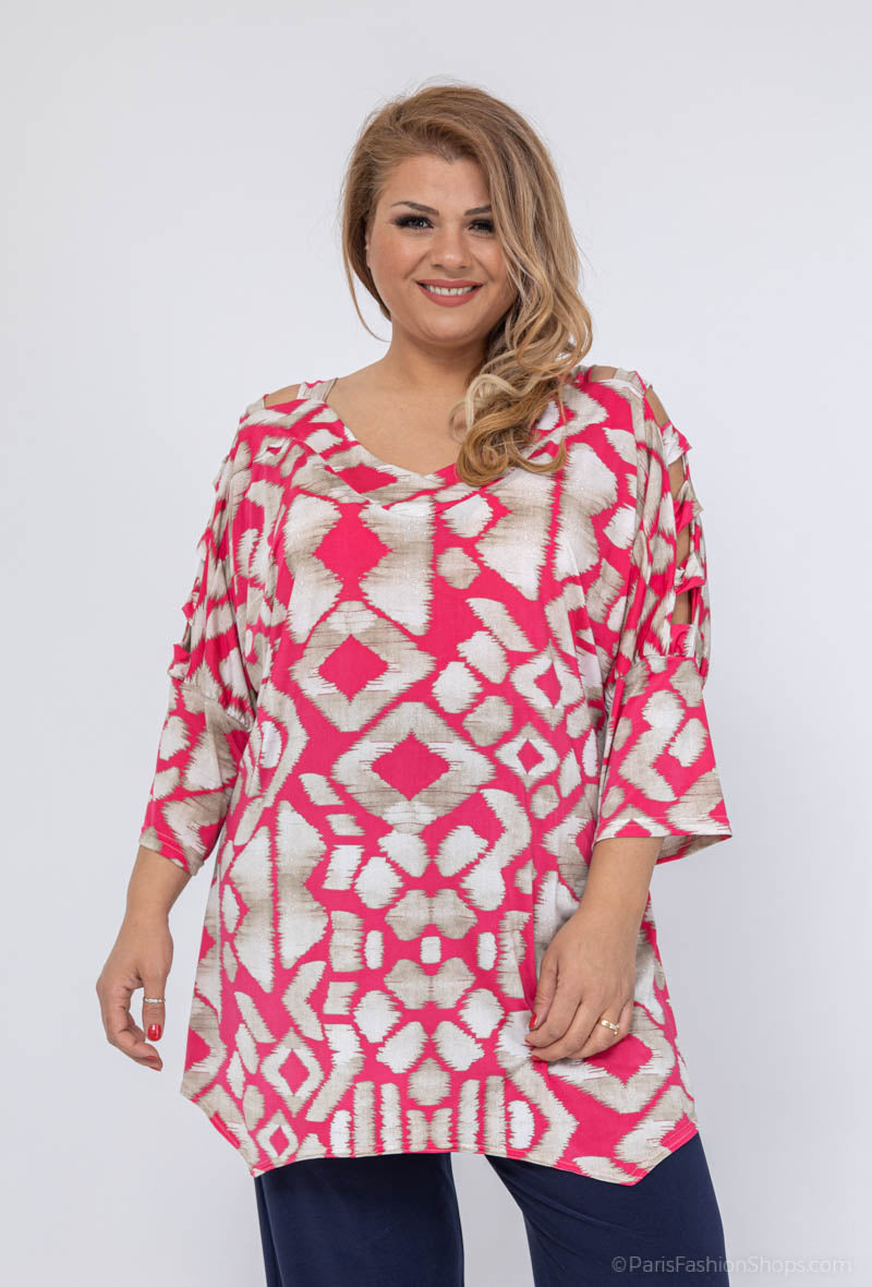 Plus Size Blus med Öppen Ärmar