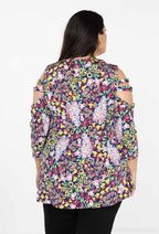 Plus Size V-neck Blus med Off-Shoulder Ärmar