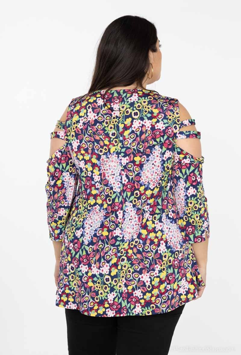Plus Size V-neck Blus med Off-Shoulder Ärmar