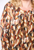 Plus Size Tryckt Blus med Knapp