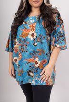 Plus Size Blus med V-ringning och Bat Ärmar