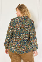 Plus Size Ruffled Printed Blouse