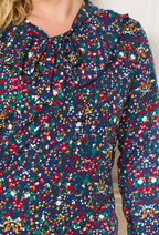 Ruffled Printed Blouse i Stor Storlek