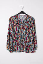 Plus Size Tryckt V-hals Blus