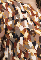 Plus Size Tryckt V-hals Blus