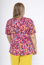 Plus Size V-neck Mönstrad Blus