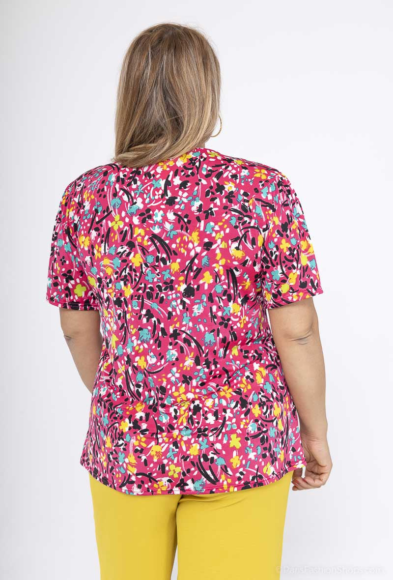 Plus Size V-neck Printed Blouse