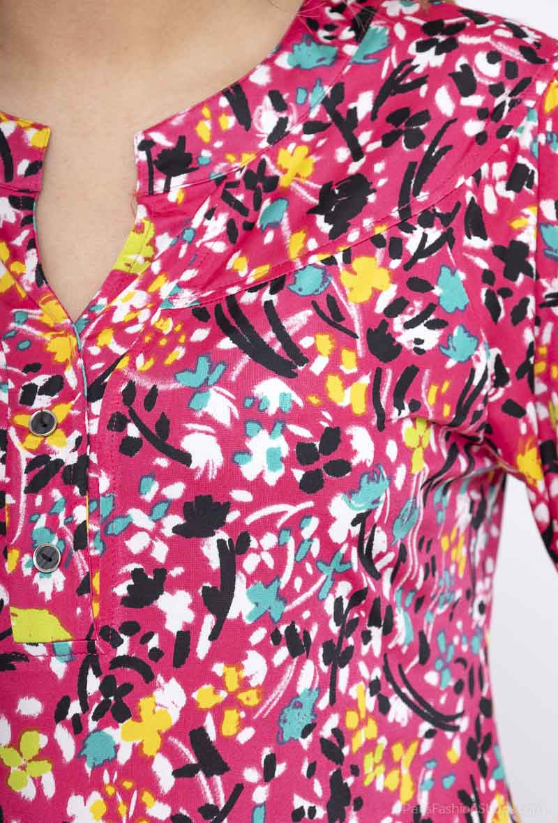 Plus Size V-neck Printed Blouse