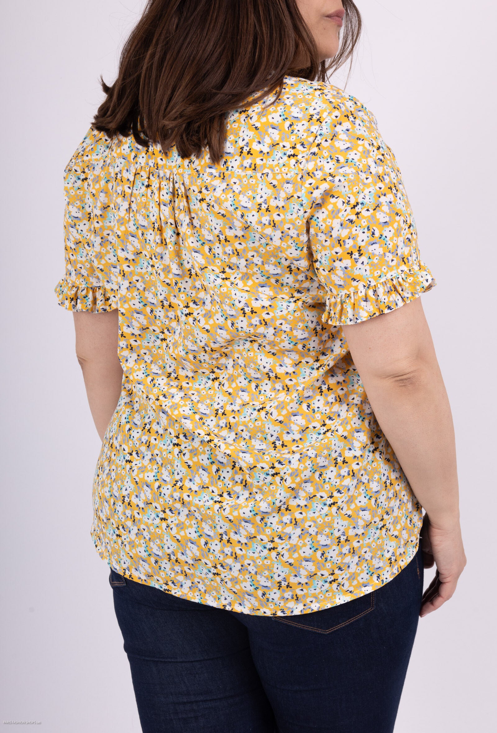 Plus Size Printed V-neck Blouse