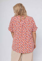 Plus Size V-ringad tryckt blus