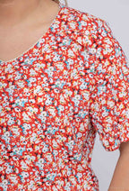 Plus Size V-ringad tryckt blus