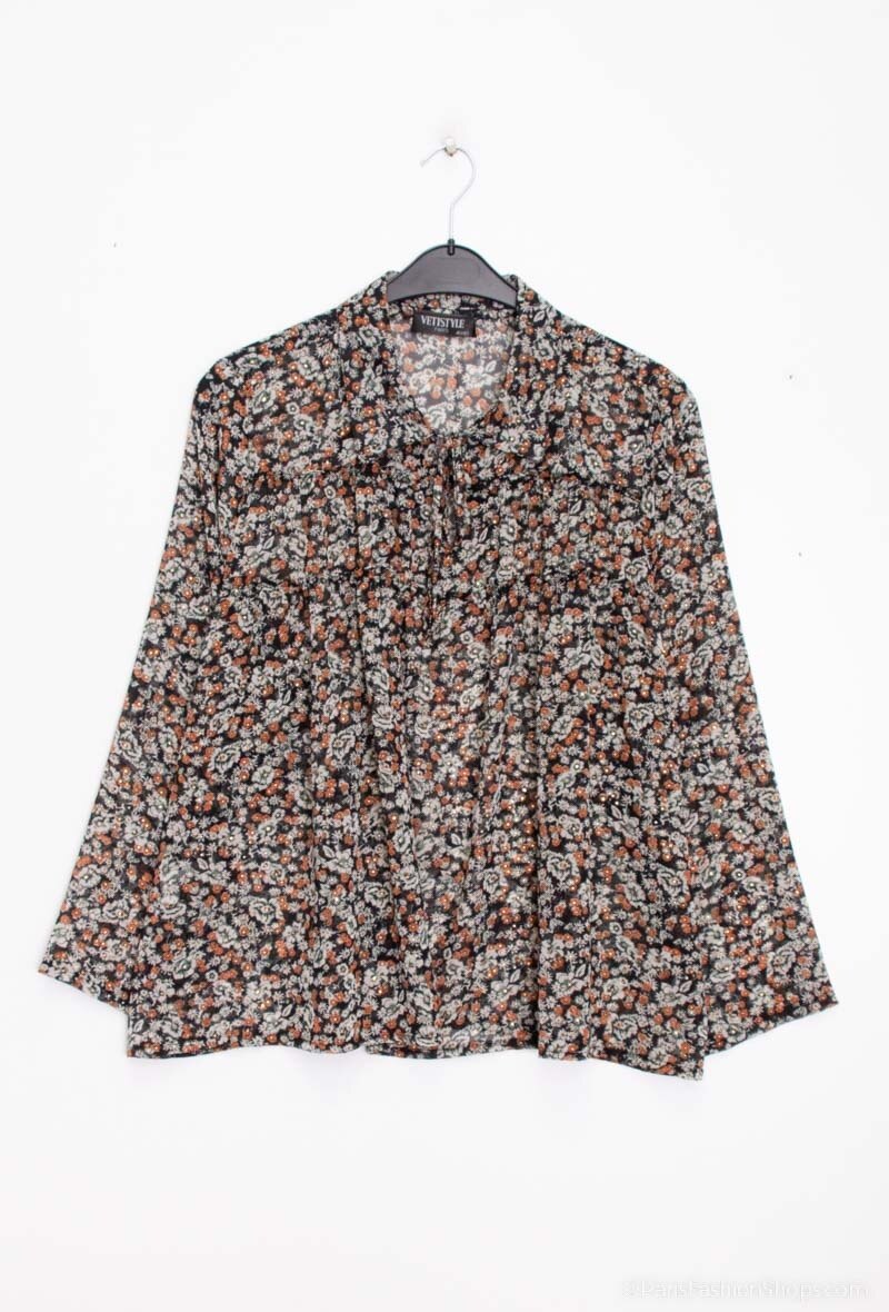 Plus Size Tvådelad Voile Tryckt Blus