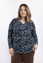 Plus Size Mönstrad Blus