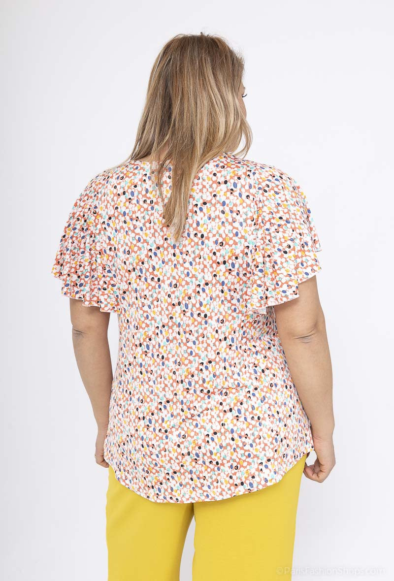 Plus Size Blus med Rynkade Ärmar