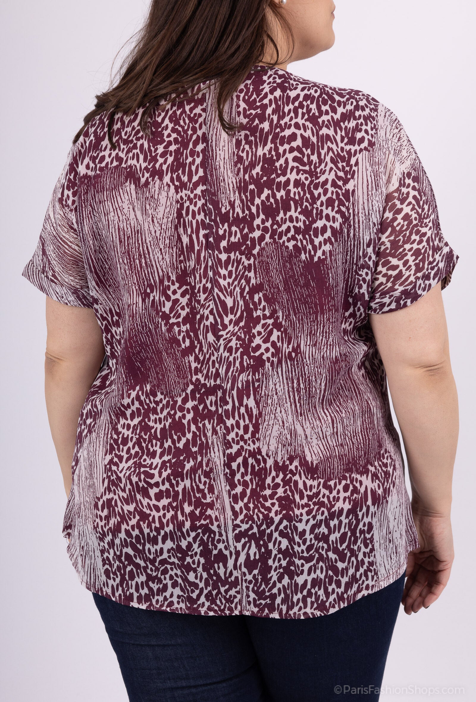 Plus Size Printed Veil Blus