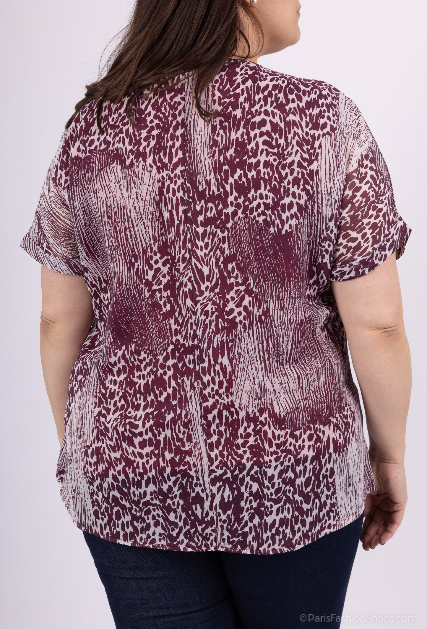 Plus Size Printed Veil Blouse - Dubbel