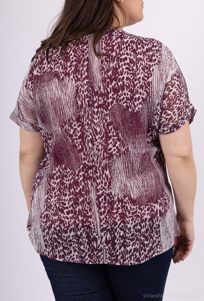 Plus Size Printed Veil Blouse - Dubbel