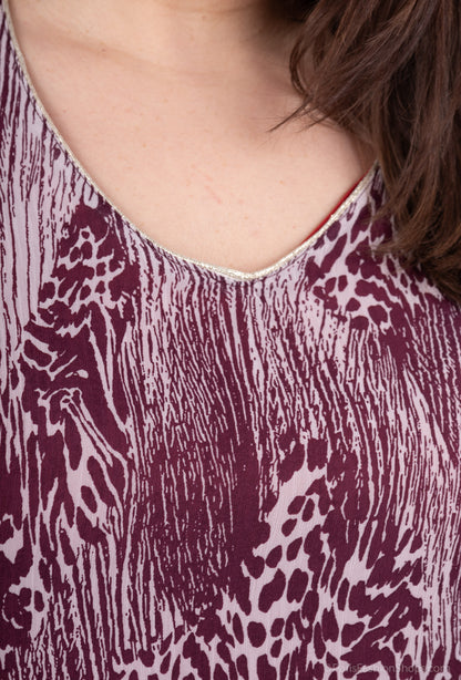 Plus Size Printed Veil Blouse - Dubbel