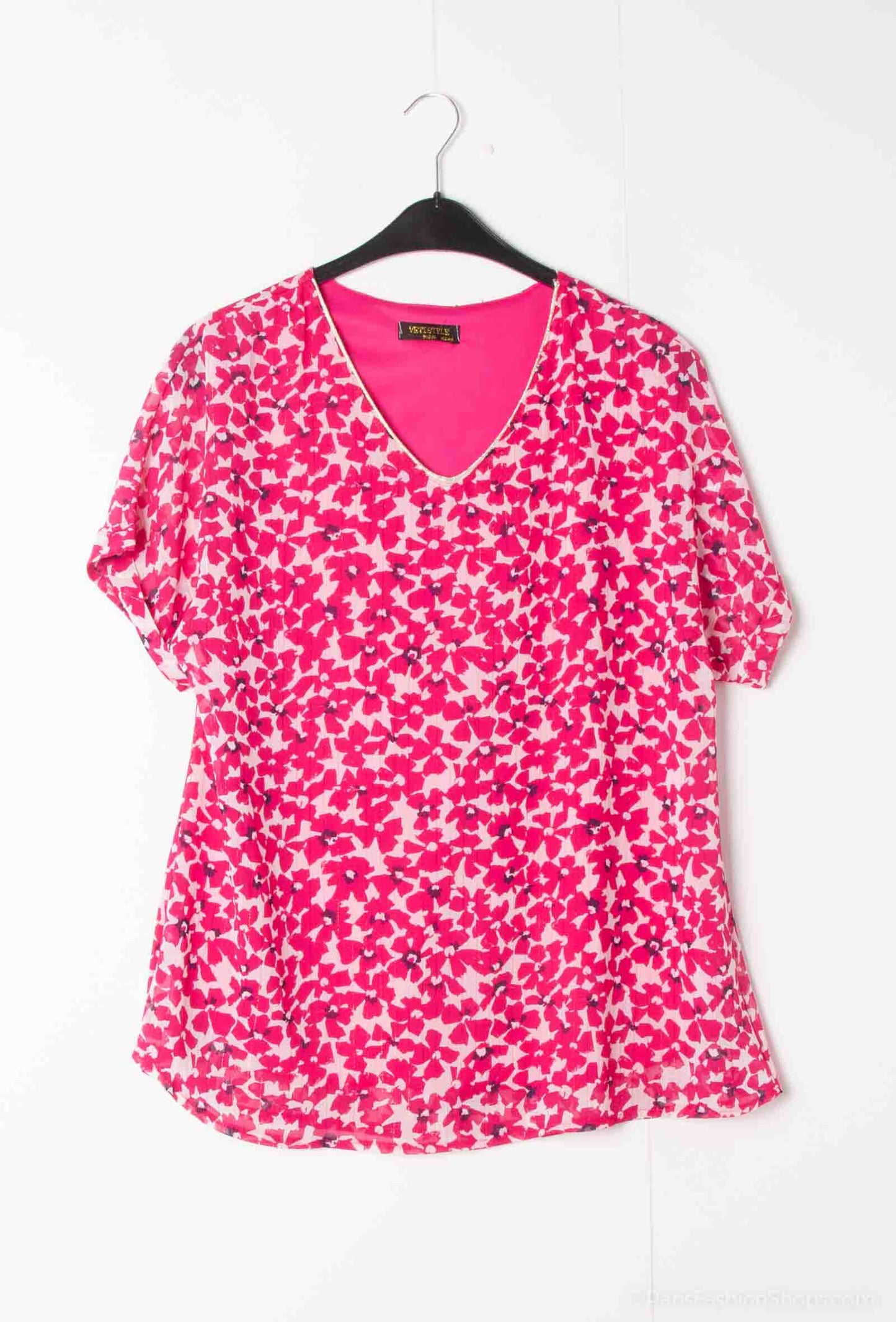 Plus Size Printed veil blouse doubled