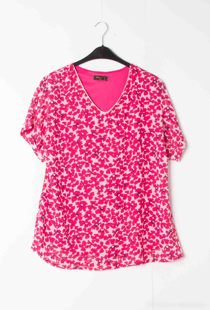 Plus Size Printed veil blouse doubled