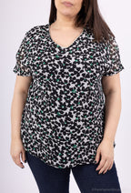 Plus Size Printed veil blouse doubled
