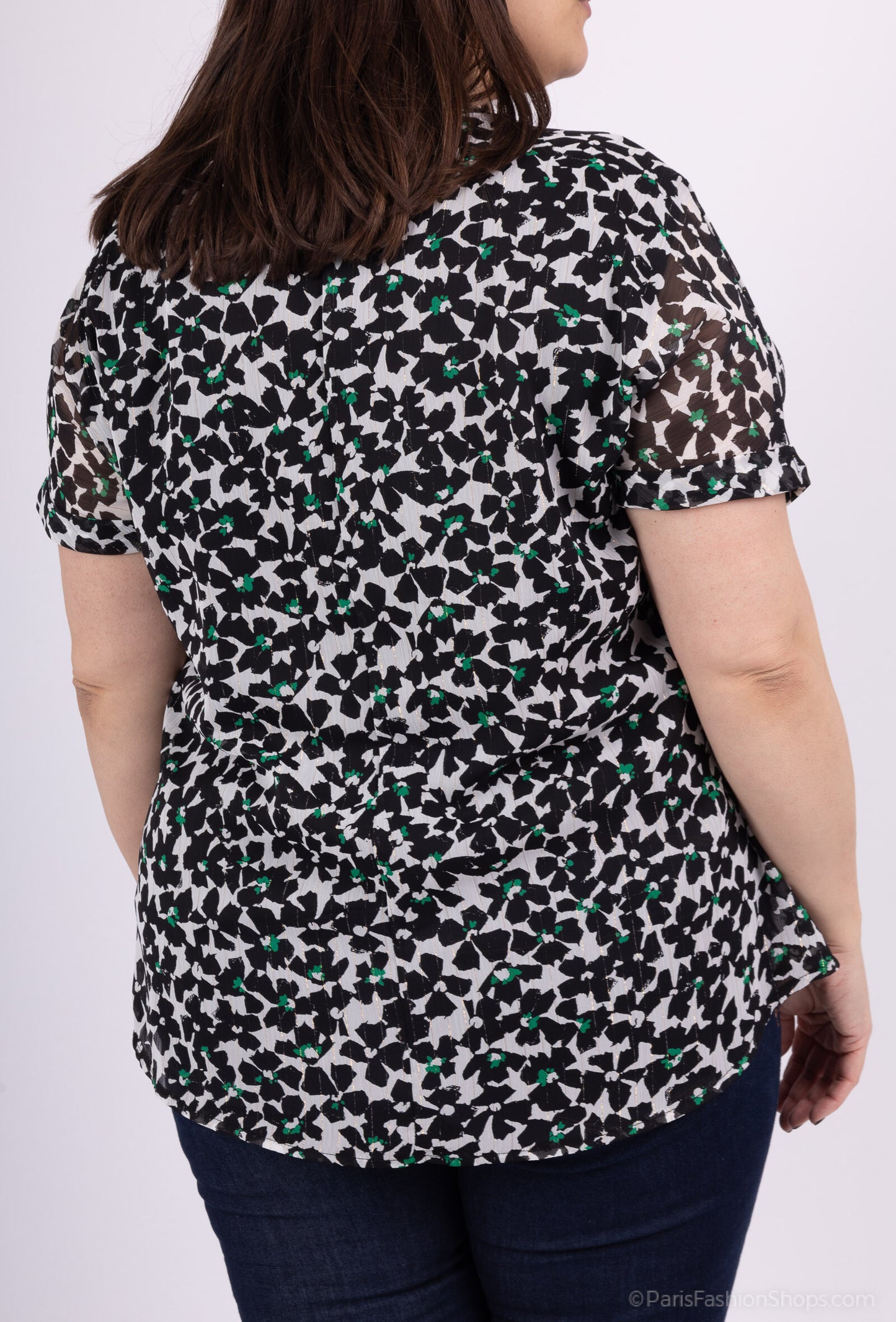 Plus Size Printed Veil Blouse Doubled