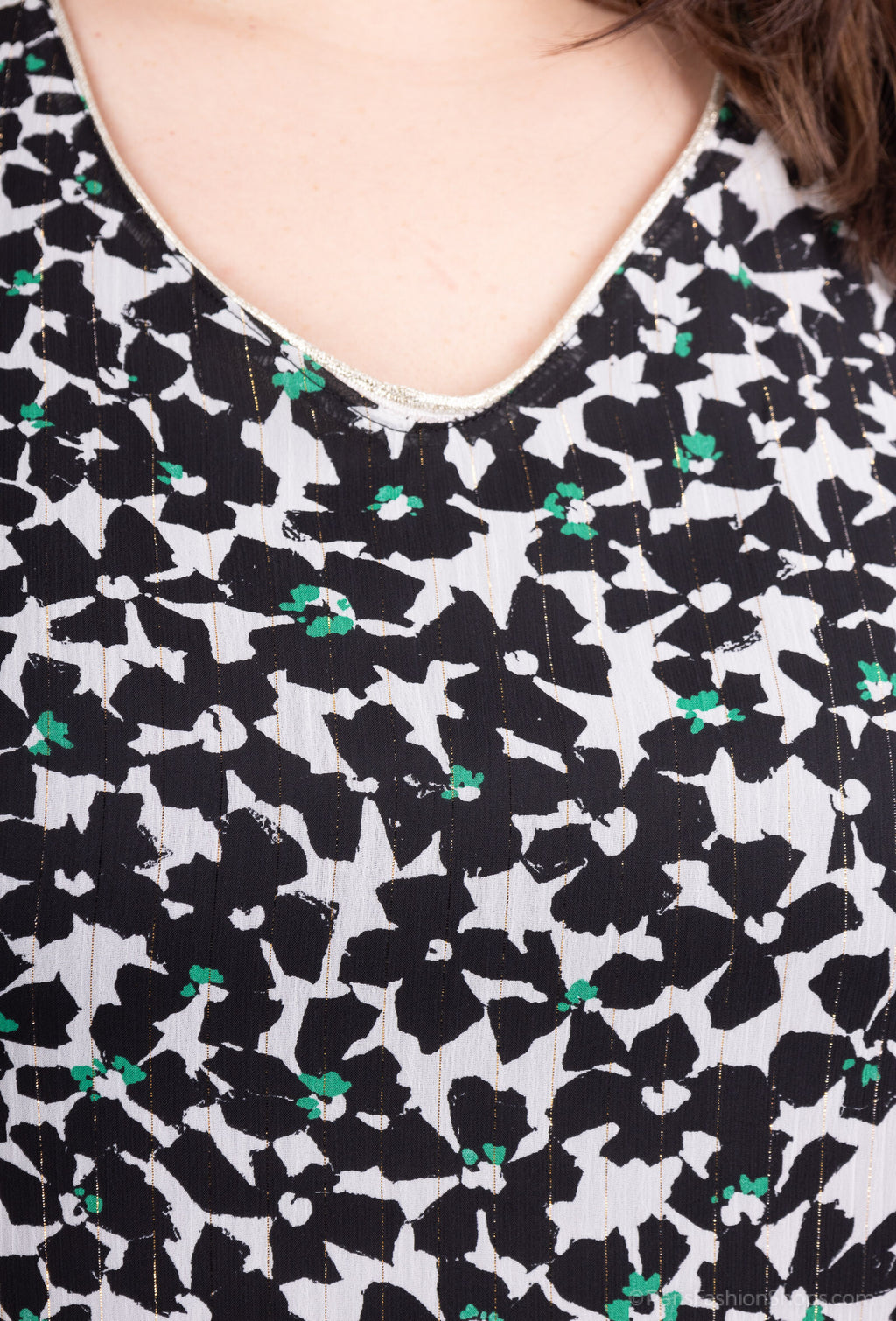 Plus Size Printed Veil Blouse Doubled