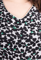 Plus Size Printed Veil Blouse Doubled