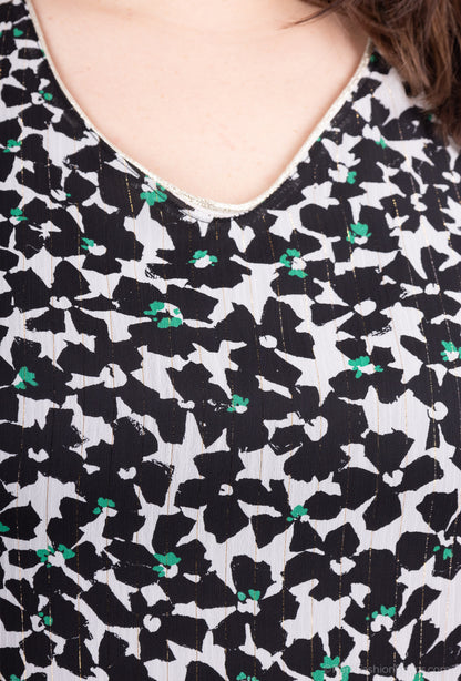Plus Size Printed Veil Blouse Doubled