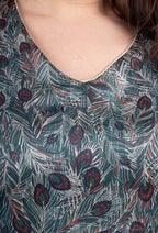 Plus Size Tryckt Slöja Blus
