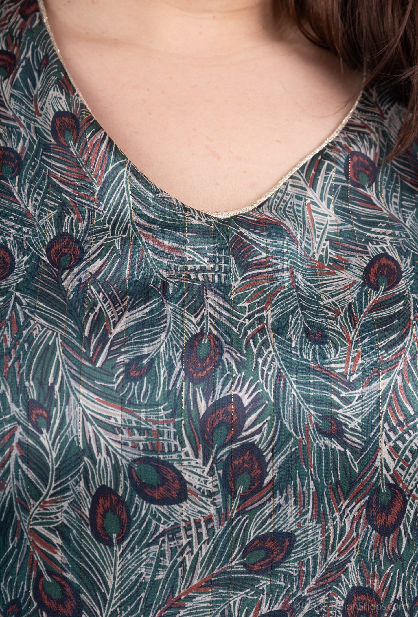 Plus Size Printed Veil Blouse Doubled