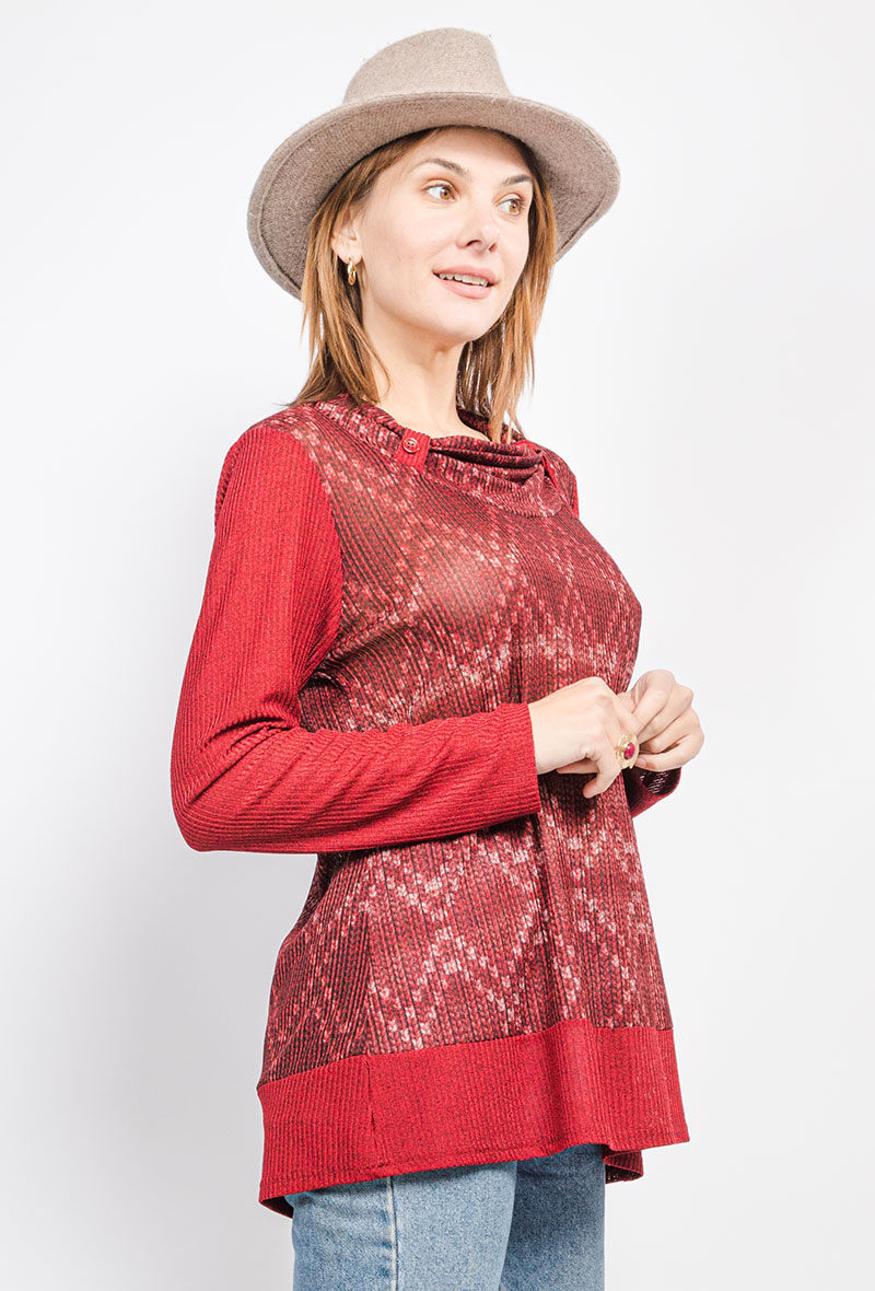 Plus Size Tryckt Blus