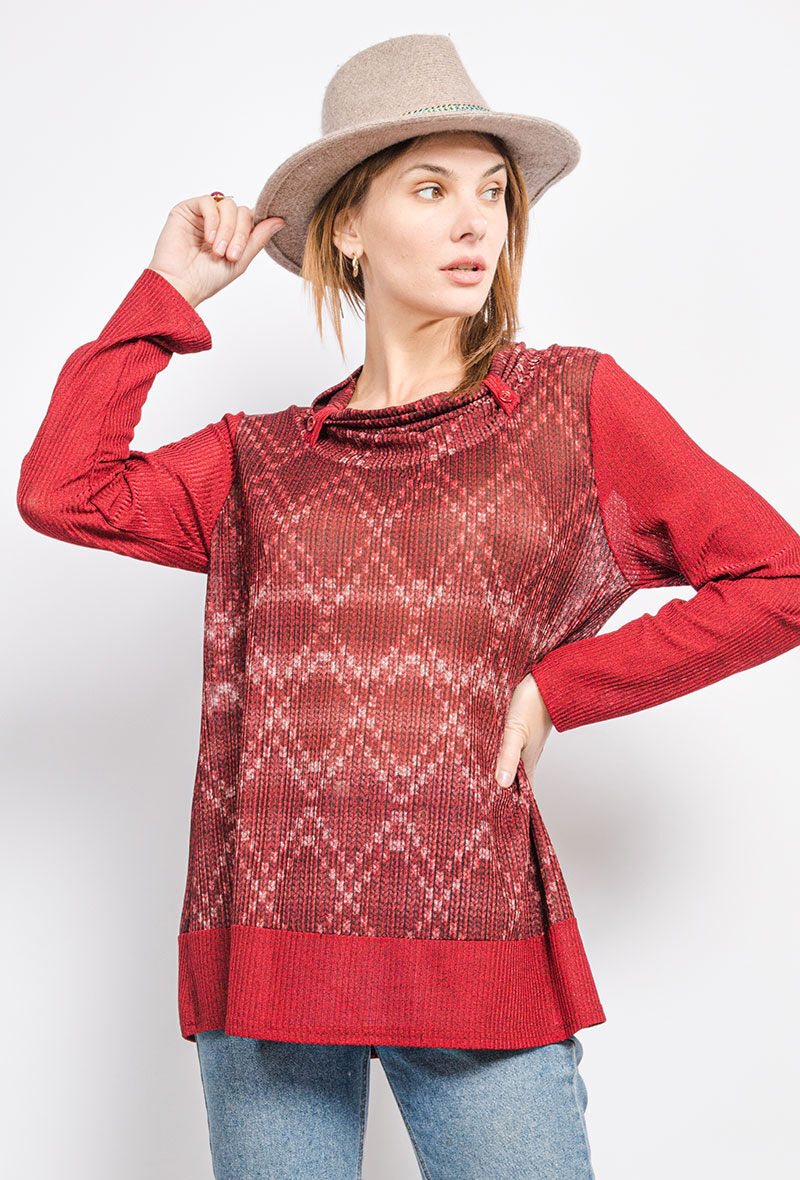 Plus Size Tryckt Blus