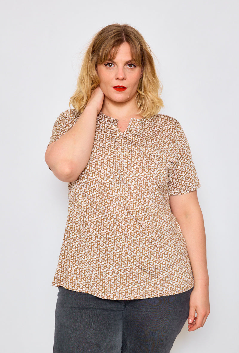 Plus Size Printed Blouse för Styla Damer