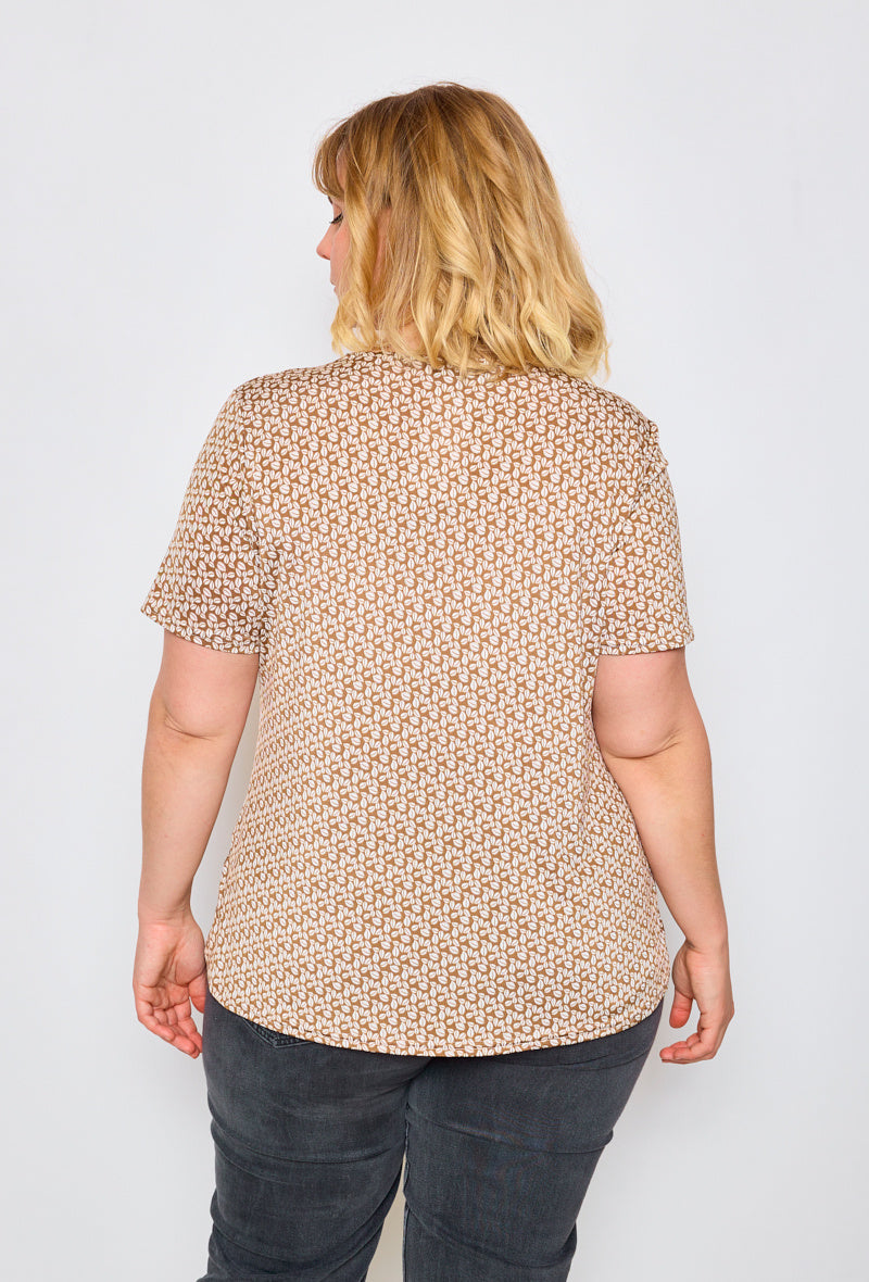 Plus Size Printed Blouse för Styla Damer