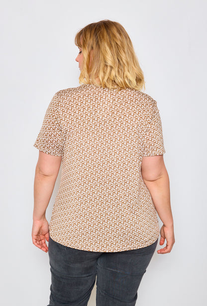 Plus Size Printed Blouse för Styla Damer