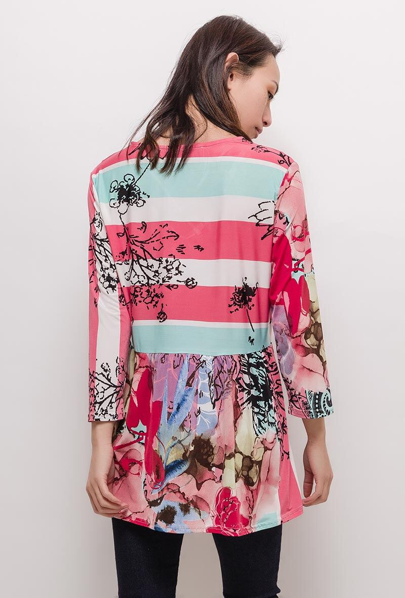 Plus Size Printed Blouse with Ruffles