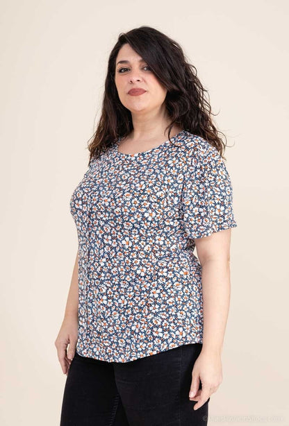 Plus Size Mönstrad Blus