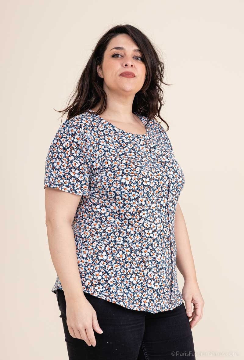 Plus Size Mönstrad Blus