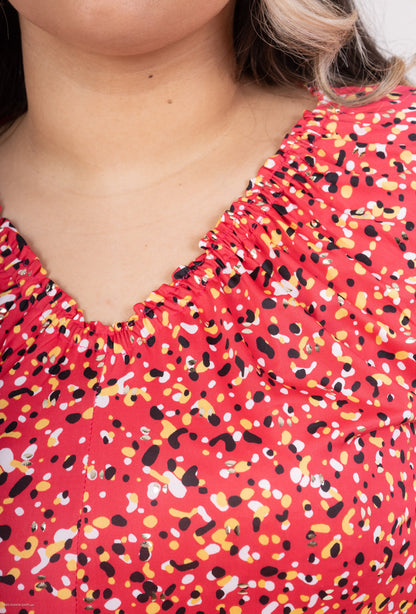 Plus Size Tryckt Blus