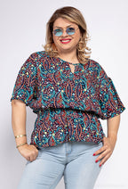 Plus Size Tryckt Blus