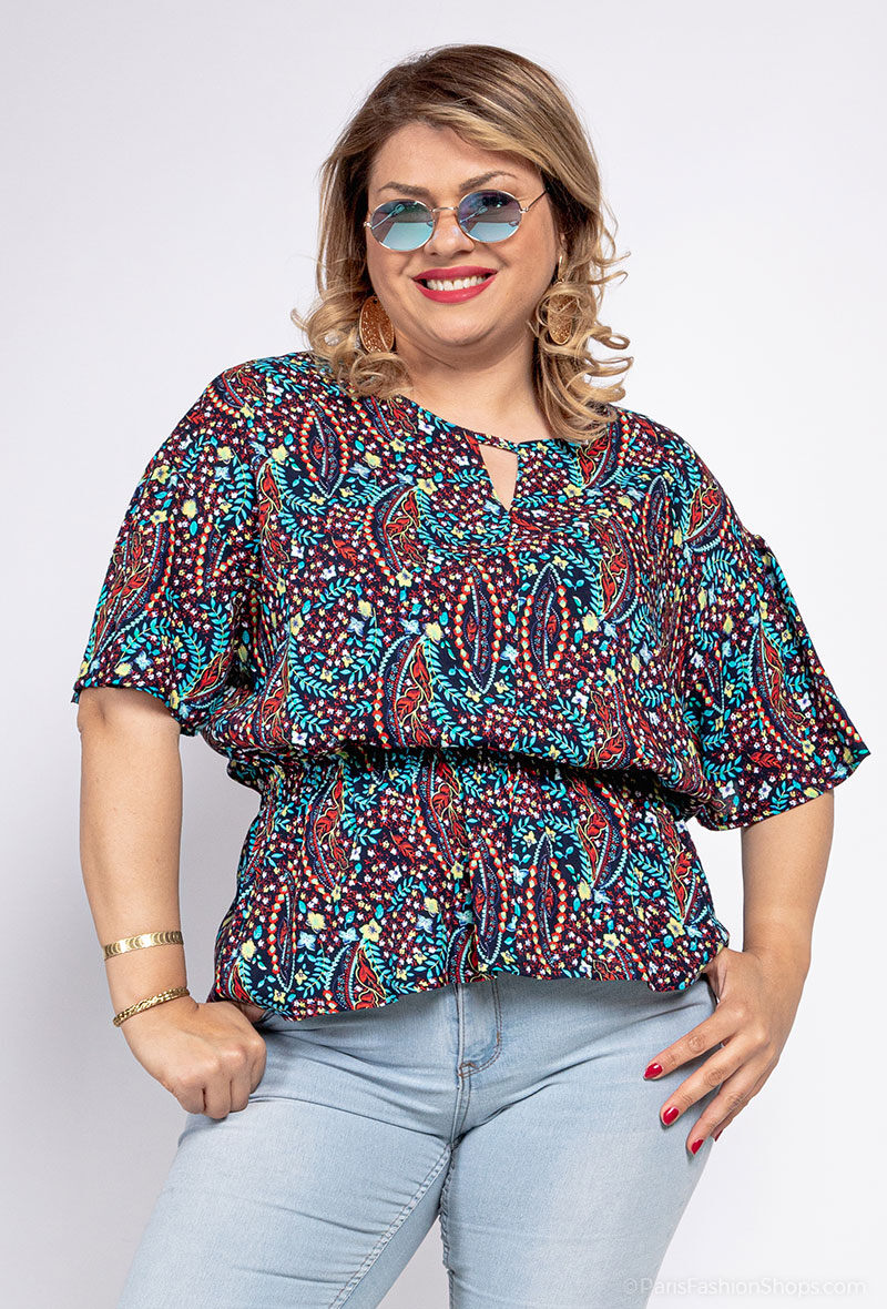 Plus Size Tryckt Blus