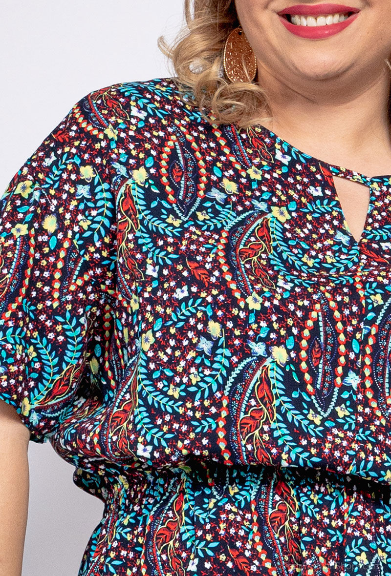 Plus Size Tryckt Blus